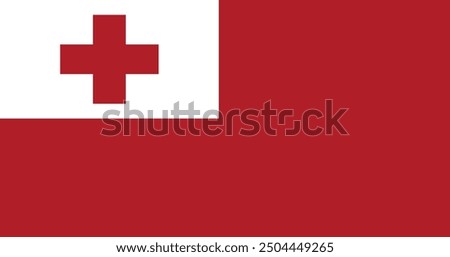 National flag of Tonga. Rectangular flag. Vector illustration