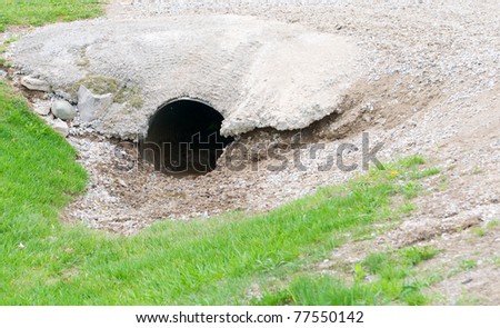 Abstract image of a drainage pipe  in the late Spring.