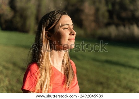 Similar – Image, Stock Photo happy woman relaxing at home after working assembling furniture. DIY concept.