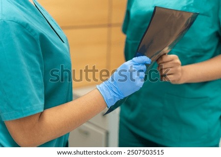 Similar – Foto Bild Unbekannter Radiologe und Patient am Tomographiegerät in der Klinik