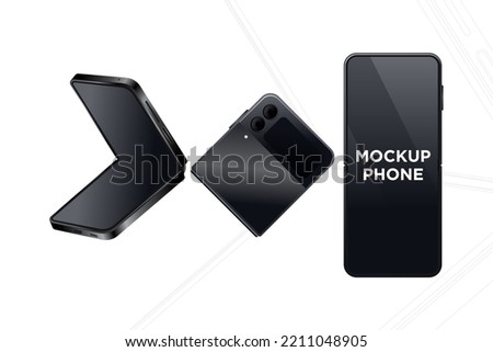 Mockup smartphone flip black 3d Vector
