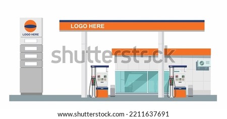 Icon petrol station store art modern element map road sign symbol logo famous identity city style shop urban 3d flat building street isolated white background design vector template illustration
