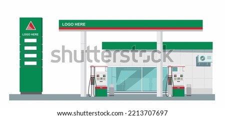 Icon petrol station store art modern element map road green sign symbol logo famous identity city style shop urban 3d flat building street isolated white background design vector template illustration