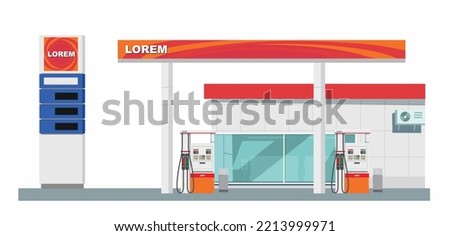 Icon petrol station store art modern element map road sign symbol logo famous identity city style shop urban 3d flat building street isolated white background design vector template illustration