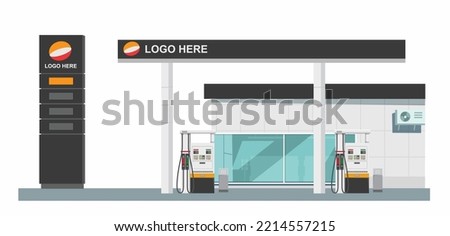 Icon petrol station store art modern element map road sign symbol logo famous identity city style shop urban 3d flat building street isolated white background design vector template illustration