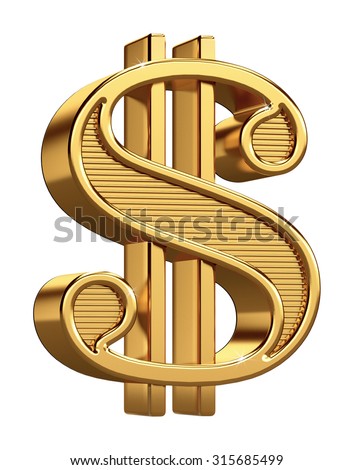 3d Gold Dollar Sign Isolated On White Stock Photo 315685499 : Shutterstock