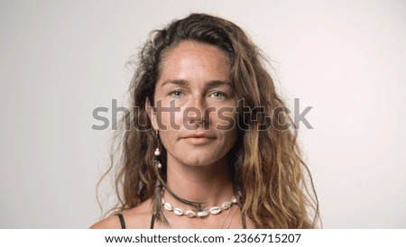 Similar – Image, Stock Photo Headshot of lovely European lady