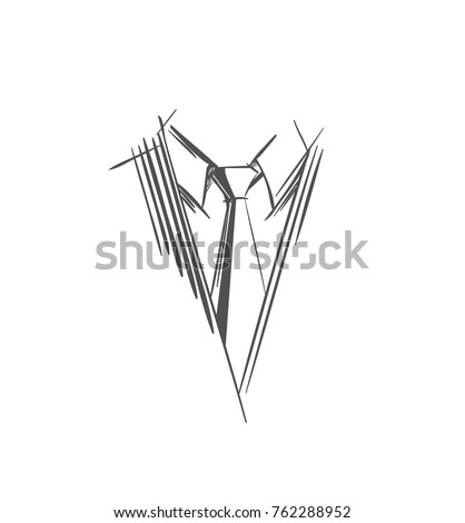 Tie Logo. Gray Strokes and lines Necktie Icon, Part of men's clothing in business style. Sketch symbol  in a simple style for illustrations, web, business cards, invitations, app. Isolated Vector ストックフォト © 