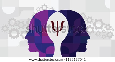 vector illustration of two human head and psychology sign for interpersonal relationship visuals