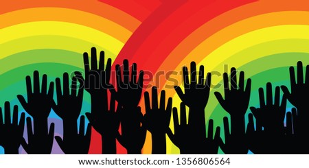 vector illustration rainbow hands for gay and LGBT community protests and meetings banners
