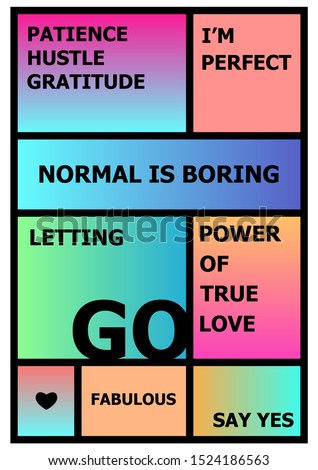 vector illustration of geometric gradient neon poster with motivation quotes and bold inspiring phrases