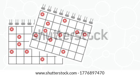 vector illustration of cancelled calendar dates for booking failure and delay issues