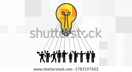 vector illustration of lightbulb and people connected to the same idea with ties