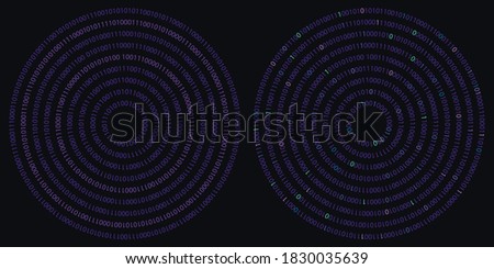 vector illustration of binary code in concentric circles design for information technologies development