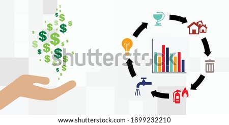 vector illustration of payments chart for public services and utility bills