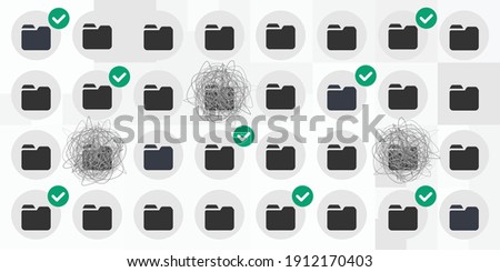 vector illustration of set of folders for digital order queue deleting files and arranging data
