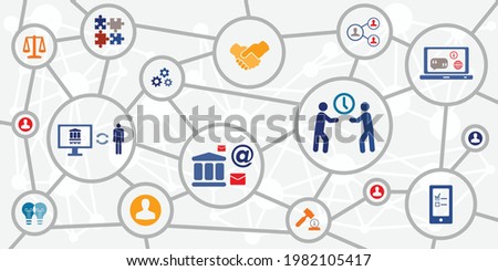 vector illustration of government electronic options for public services for social sector