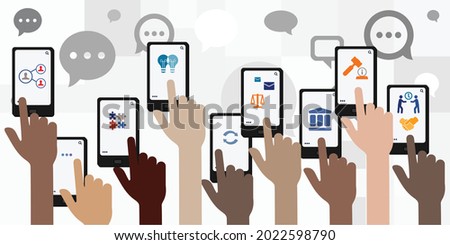 vector illustration of mobile technologies in electronic government administrative services