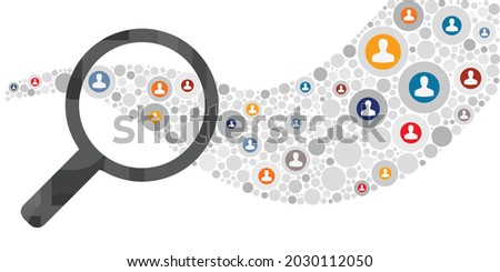 vector illustration of user profile icons and magnifier hiring process CV reviews interviewing candidates