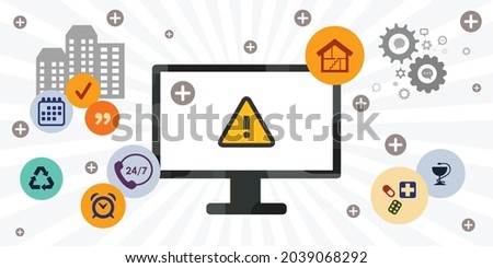 vector illustration of computer technologies in electronic public administrative services for citizens