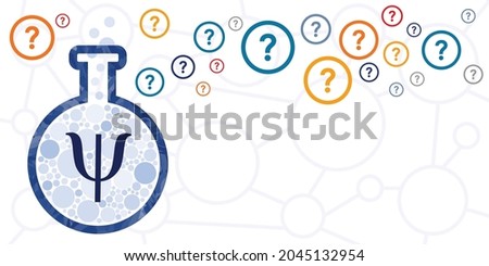 vector icons of psychology symbol flask and question marks for mental health scientific solutions