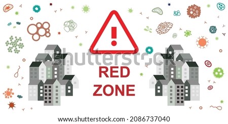 vector illustration of red zone and travel restrictions between two cities quarantine solutions