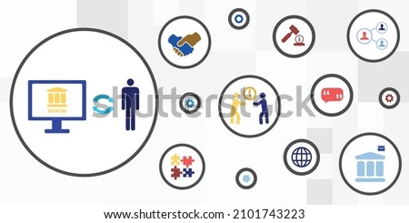 vector illustration of internet connected technologies in electronic government administrative services