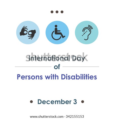 Vector illustration for International Day of Persons with Disabilities with symbolical icons of blind, deaf, and physically disabled people