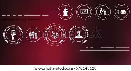 vector illustration of authoritarianism icons set for dictator style of rule concepts and fighting against regime ideas on abstract blurry background