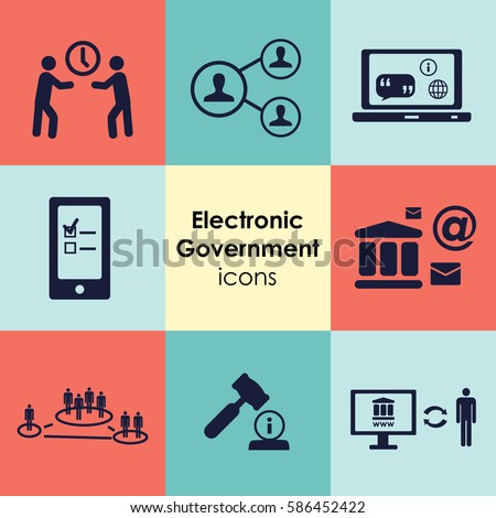 vector illustration of   icons set for electronic government concepts