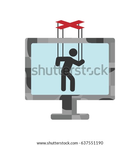 vector illustration of television with controlled doll in it for propaganda and fake news concepts