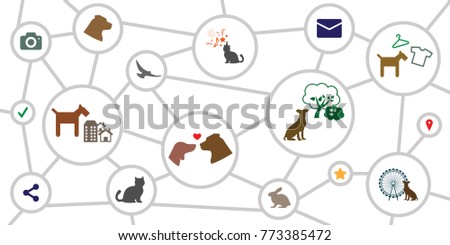 vector illustration for circles chart or schemes with animal care symbols and pet services network