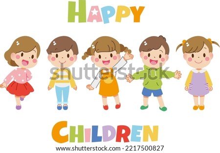 Pop illustration of cute smiling kids