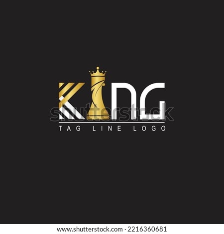 chess king logo or k golden vector logo