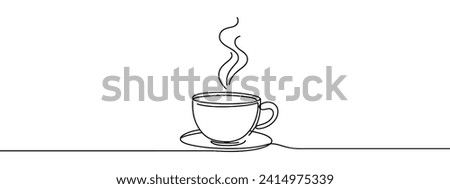 Continuous line drawing of cup of coffee. Vector illustration
