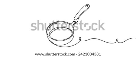 Frying pan icon line continuous drawing vector. One line Frying pan icon vector background. Frying pan icon. Continuous outline of a Frying pan icon.