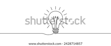 Light bulb continuous line vector illustration with editable stroke. Single line art of light bulb for business idea, brainstorm or electricity concept. Simple hand drawn outline silhouette.