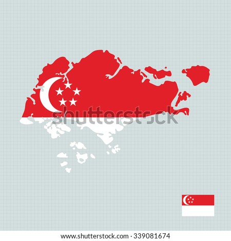 Singapore map and flag