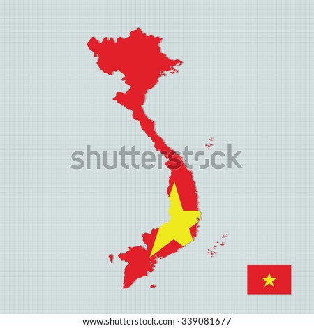 Vietnam map and flag
