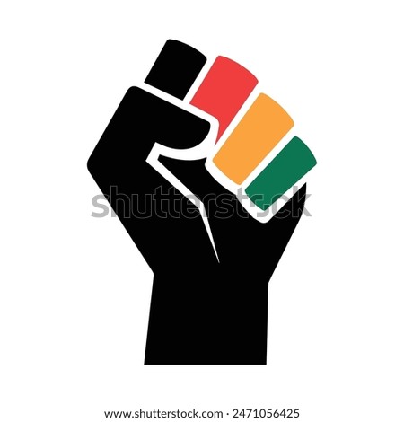 Similar – Image, Stock Photo black fist in the air as a sign of power