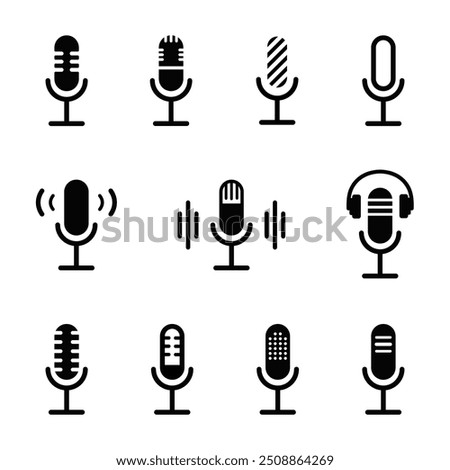 Set of Microphone Icons, Microphone icon vector set. audio illustration sign collection. mic symbol.