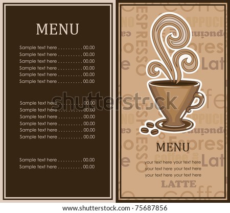 Coffee Menu Card. Vector Illustration - 75687856 : Shutterstock