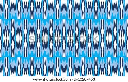 seamless triple blue tone and dark blue zigzag line on white pattern, vertical Zig zag chevron diamond blue on white tile repeat seamless pattern replete image design for fabric printing
