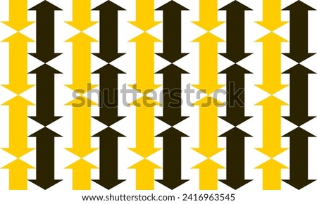 Black and yellow arrows up and down vertical strip column, Seamless pattern with arrows. Vector illustration design for fabric print or t-shirt screening 