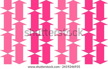 Seamless geometric pattern design illustration. Background texture, pink and white colors, arrows up and down vertical strip column, design for fabric print or t-shirt screening