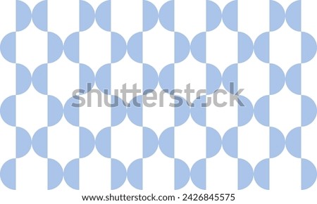half circle, half dot of blue abstract arrange on white background repeat seamless design for fabric print or wallpaper checkerboard, vertical strip line