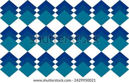 two tone blue green triple layer diamond checkerboard repeat pattern, replete image, design for fabric printing, print patter