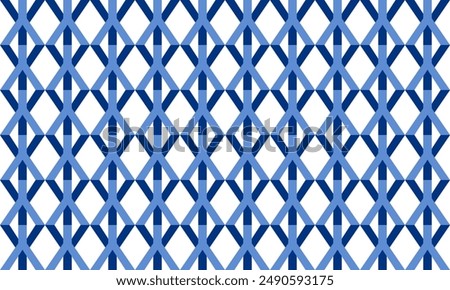 seamless geometric pattern, blue plaid fabric texture, blue diamond rectangle checkerboard repeat pattern, replete image, design for fabric printing, rhombus arrow down horizontal row, triangle