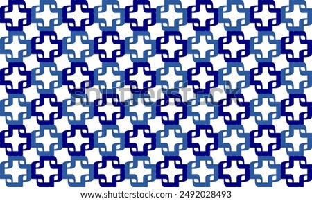 Blue Square, plus cross grid block arrange in square cross grid seamless Pattern design for fabric printing, vintage patter