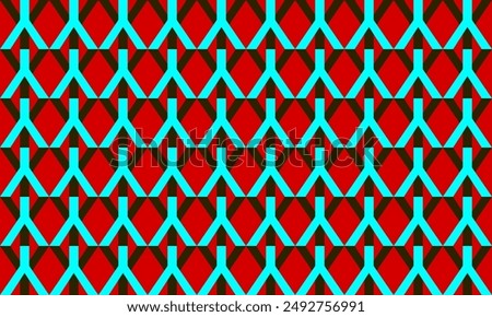 seamless geometric, plaid fabric texture, blue green red black diamond rectangle checkerboard repeat pattern, replete image, design for fabric printing, rhombus arrow down horizontal row, triangle